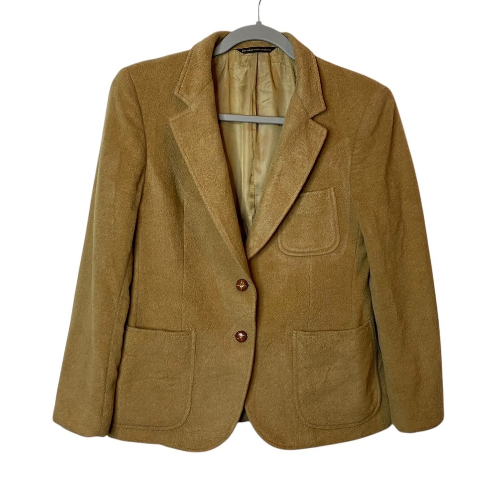 Johnson On The Avenue Women's 100% Camel Hair Blazer Size Small Beige Tan Jacket